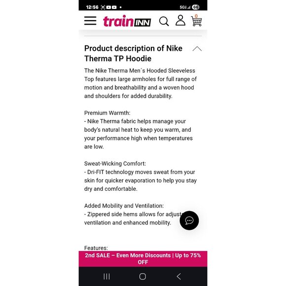 Nike ThermaTech TP Men's Hooded Sleeveless Sweatshirt Dri-FIT Black Zip Sides M - Picture 3 of 10